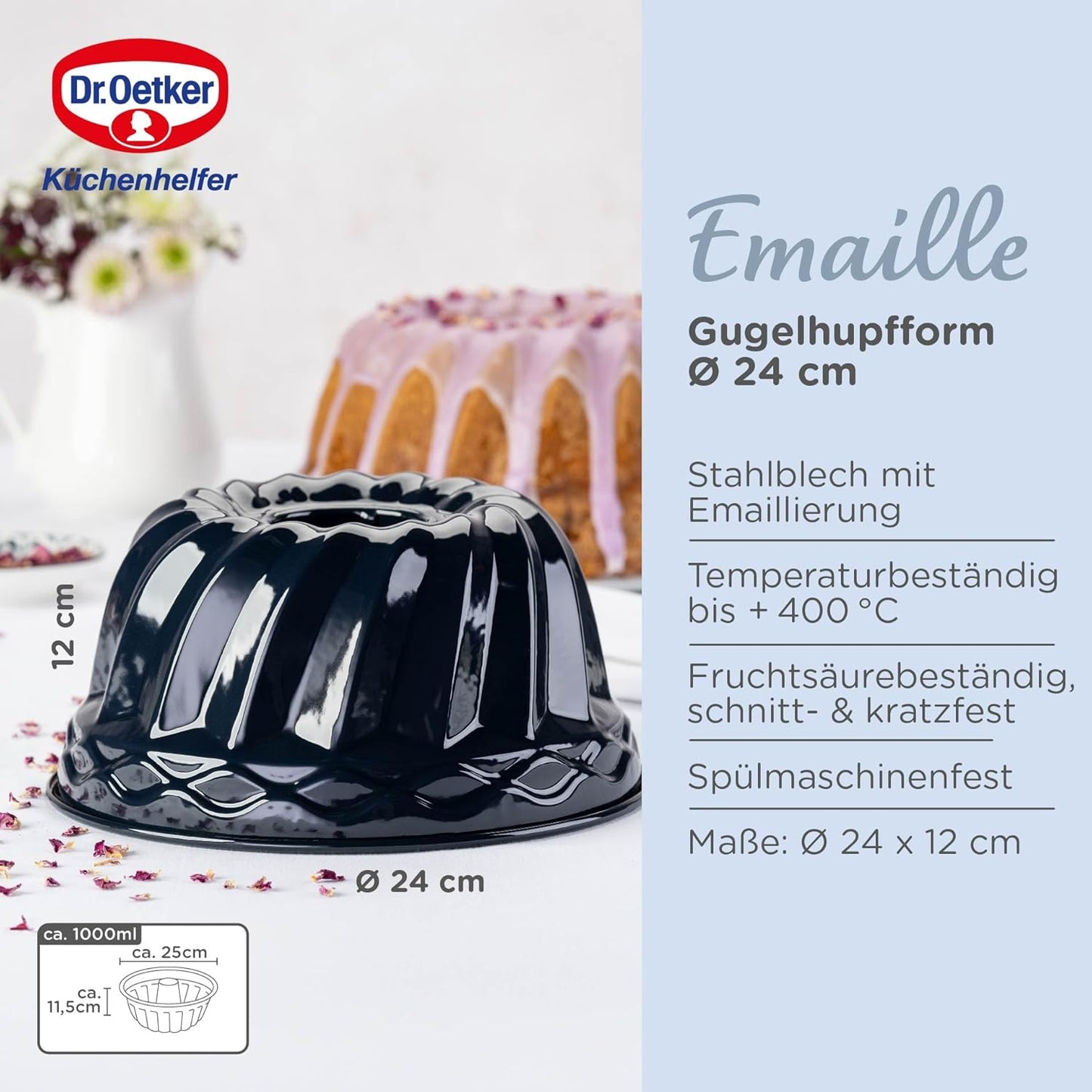 Wunderschöne Guglhupf Backform Ø 24 cm aus Emaille