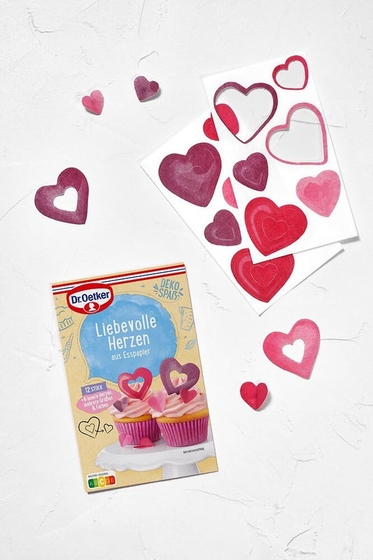 Herzen aus Esspapier für Deine Tortendeko
