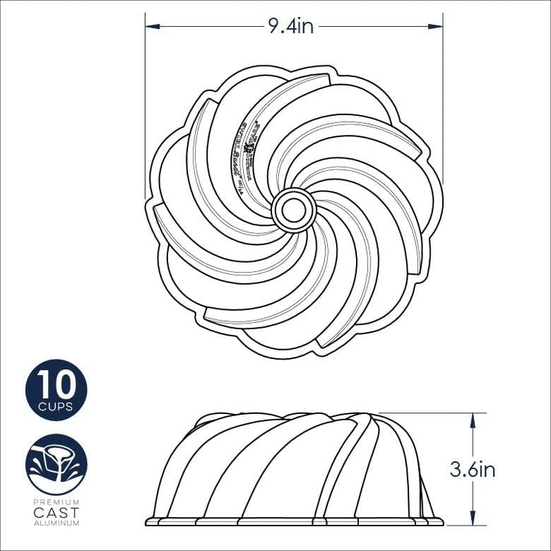 Fantastische Nordicware Swirl Aluguss Backform