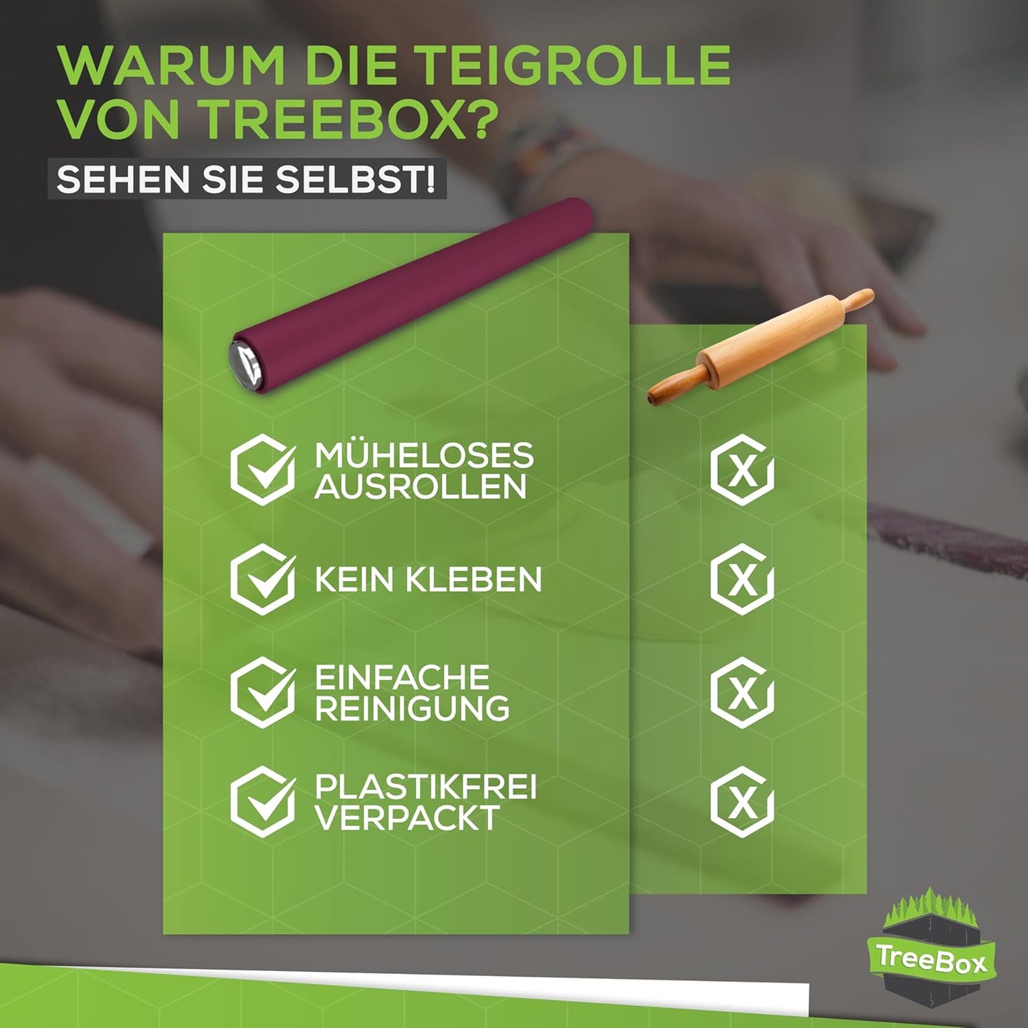 Profi Teigrolle aus Silikon und Edelstahl