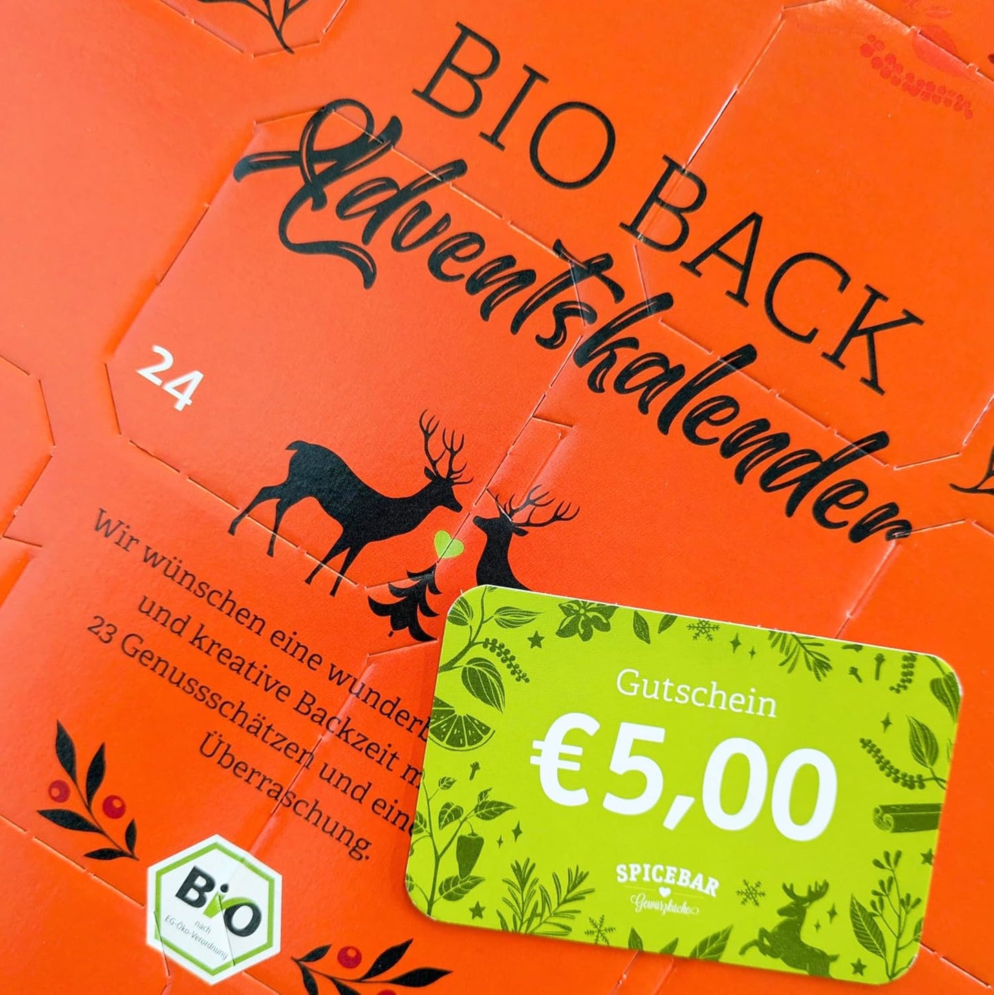 Spicebar BIO Back-Adventskalender | 24 Bio-Backzutaten + Rezepte | Ideale Geschenkidee für Frauen und Männer