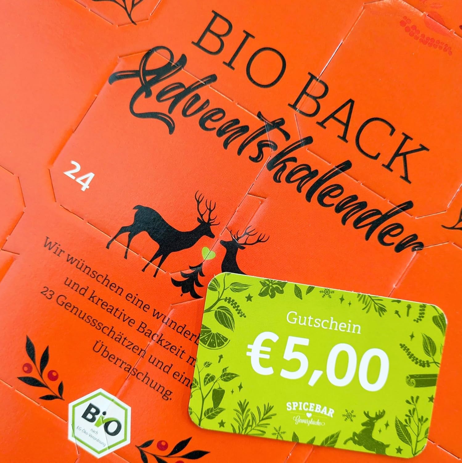 Spicebar BIO Back-Adventskalender | 24 Bio-Backzutaten + Rezepte | Ideale Geschenkidee für Frauen und Männer