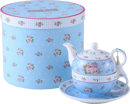 London Boutique Teekanne Und Tasse, Vintage, Rose, Viktoria, Porzellan, in Geschenkbox, Keramik, Rose, 15X15Cm