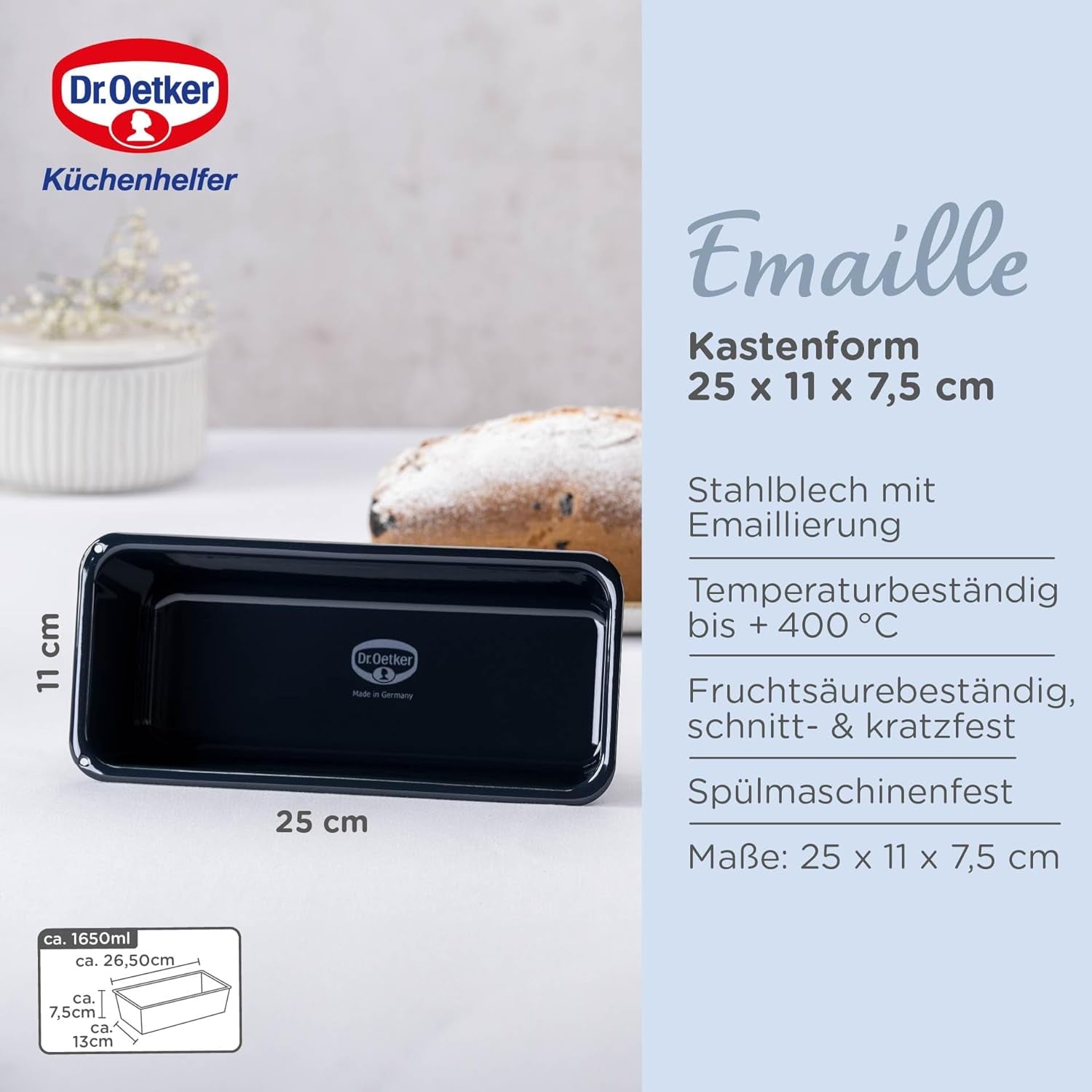 Königskuchenform aus Emaille in Blau