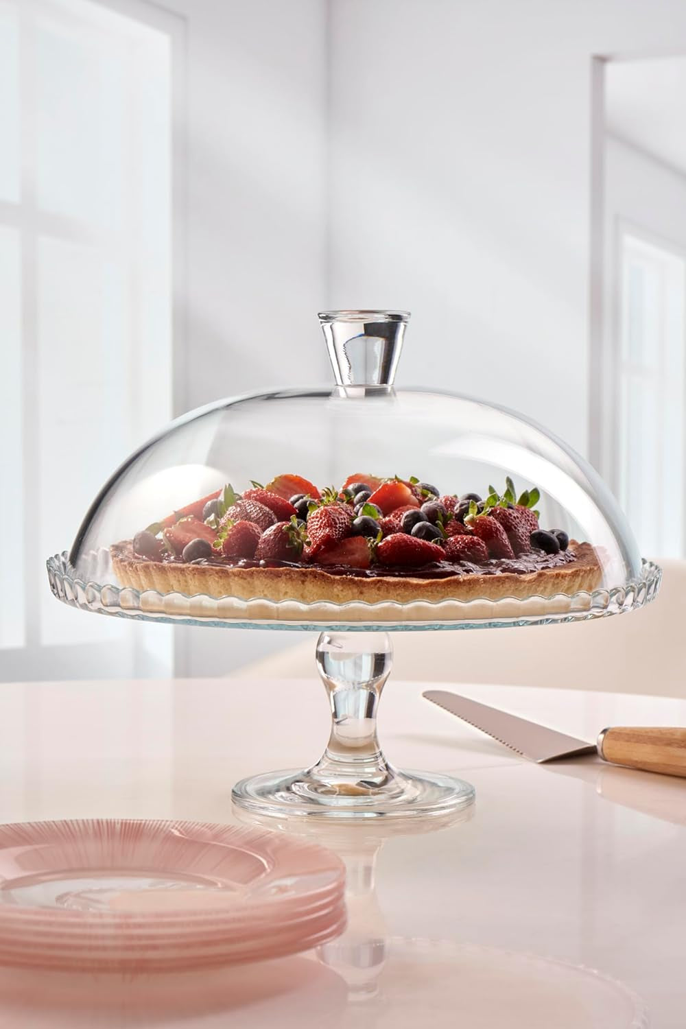 Tortenplatte aus Glas mit Fuß und Haube, 32 cm Durchmesser – SUGARPRINCESS SHOP