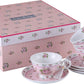 Kaffeetasse Und Untertasse, Shabby Chic, Vintage, Porzellan, Vogel Schmetterling, Flora, Geschenk-Box (Rose Pink)