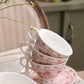 Kaffeetasse Und Untertasse, Shabby Chic, Vintage, Porzellan, Vogel Schmetterling, Flora, Geschenk-Box (Rose Pink)