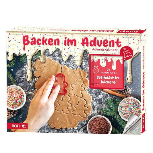 Backen im Advent - gefüllt mit Backzutaten und Rezepte-Buch