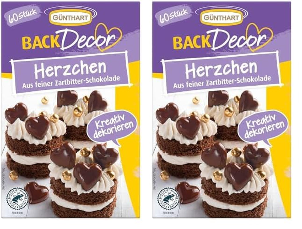 Feine Dekor Herzen aus Zartbitter-Schokolade