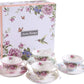 Kaffeetasse Und Untertasse, Shabby Chic, Vintage, Porzellan, Vogel Schmetterling, Flora, Geschenk-Box (Rose Pink)