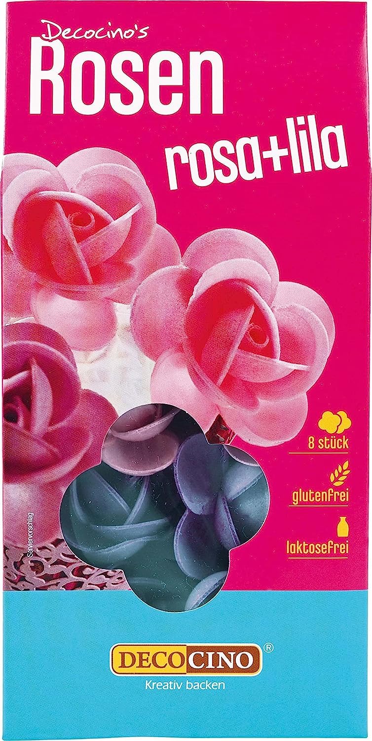 Rosen aus Esspapier in Lila und Rosa