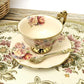 Fanquare 15 Stück Rose Blumen Englische Keramik Tee Sets, Vintage China Kaffee Set, Tee Service Für Erwachsene