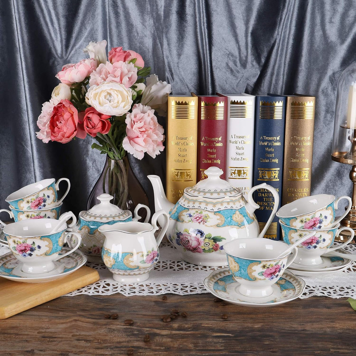 Elegantes Tee-Service aus Porzellan – 15-teiliges Set für Frühstück un – SUGARPRINCESS SHOP