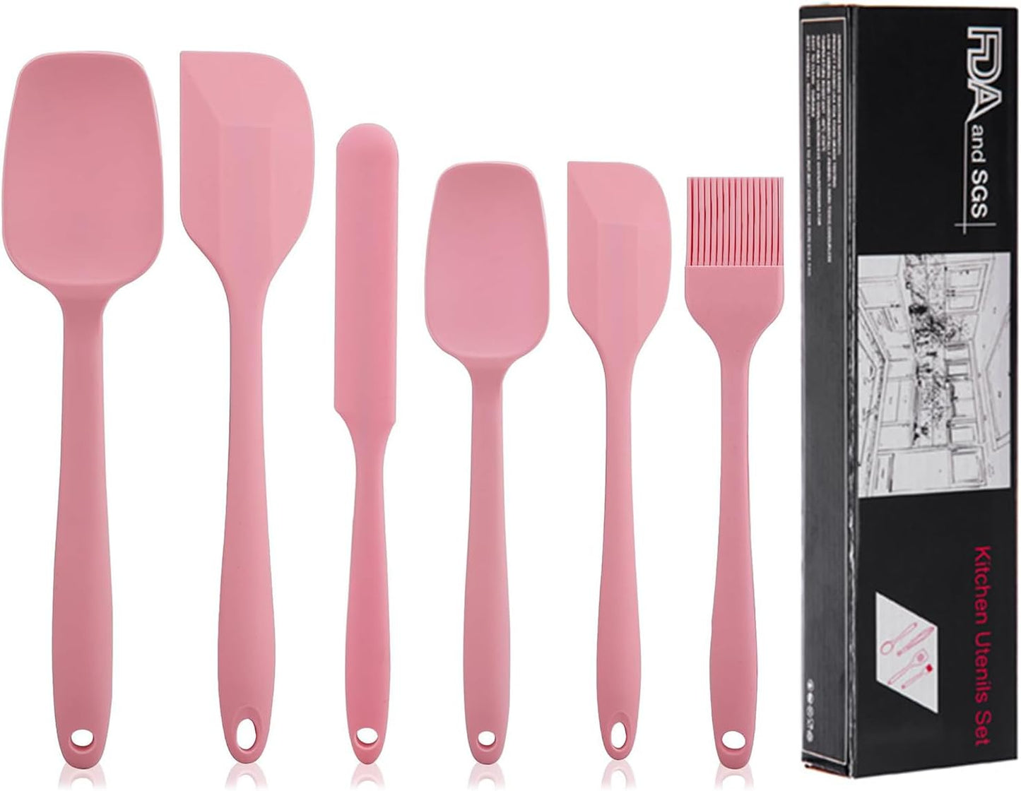 Silikon Spatel Set - Rosa 6-teilig