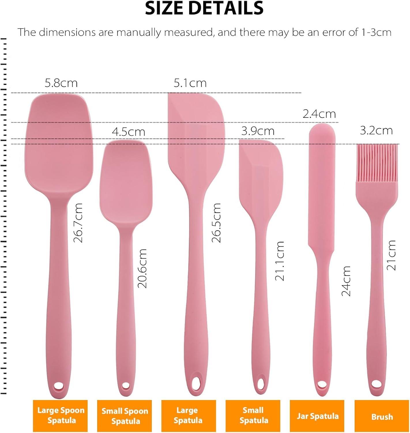 Silikon Spatel Set - Rosa 6-teilig