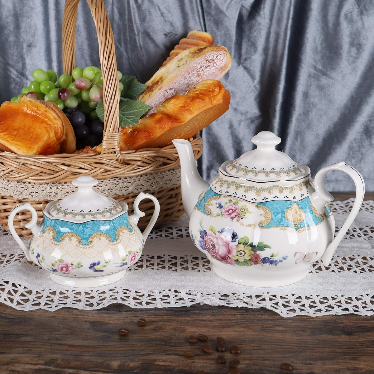 Elegantes Tee-Service aus Porzellan – 15-teiliges Set für Frühstück un – SUGARPRINCESS SHOP