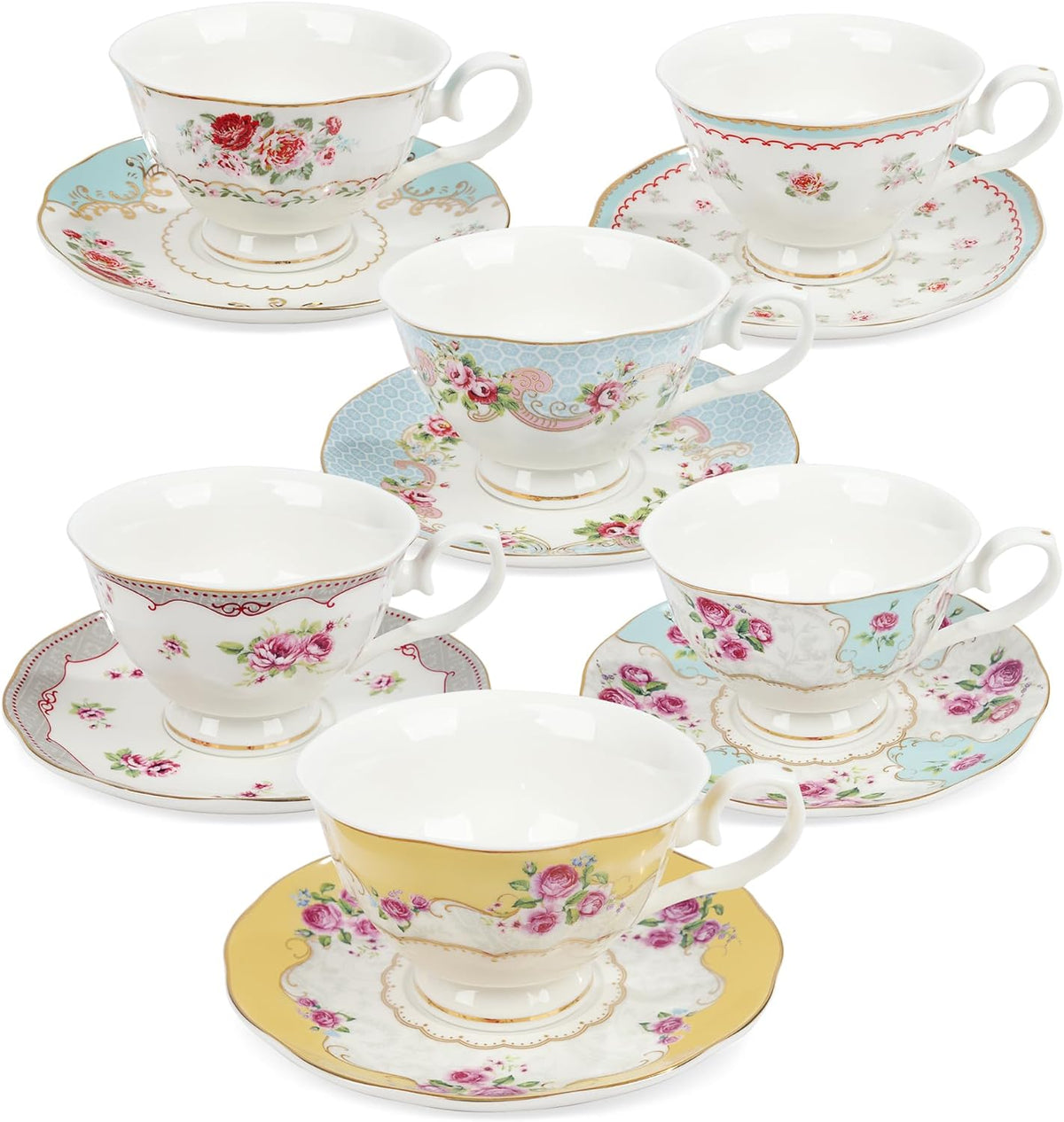 Edles Fanquare Teetassen-Set für 6 Personen – SUGARPRINCESS SHOP
