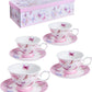 Kaffeetasse Und Untertasse, Shabby Chic, Vintage, Porzellan, Vogel Schmetterling, Flora, Geschenk-Box (Rose Pink)