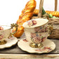 Fanquare 15 Stück Rose Blumen Englische Keramik Tee Sets, Vintage China Kaffee Set, Tee Service Für Erwachsene