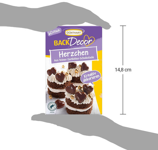 Feine Dekor Herzen aus Zartbitter-Schokolade