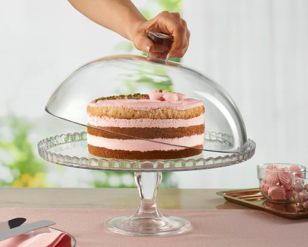 Tortenplatte aus Glas mit Fuß und Haube, 32 cm Durchmesser – SUGARPRINCESS SHOP