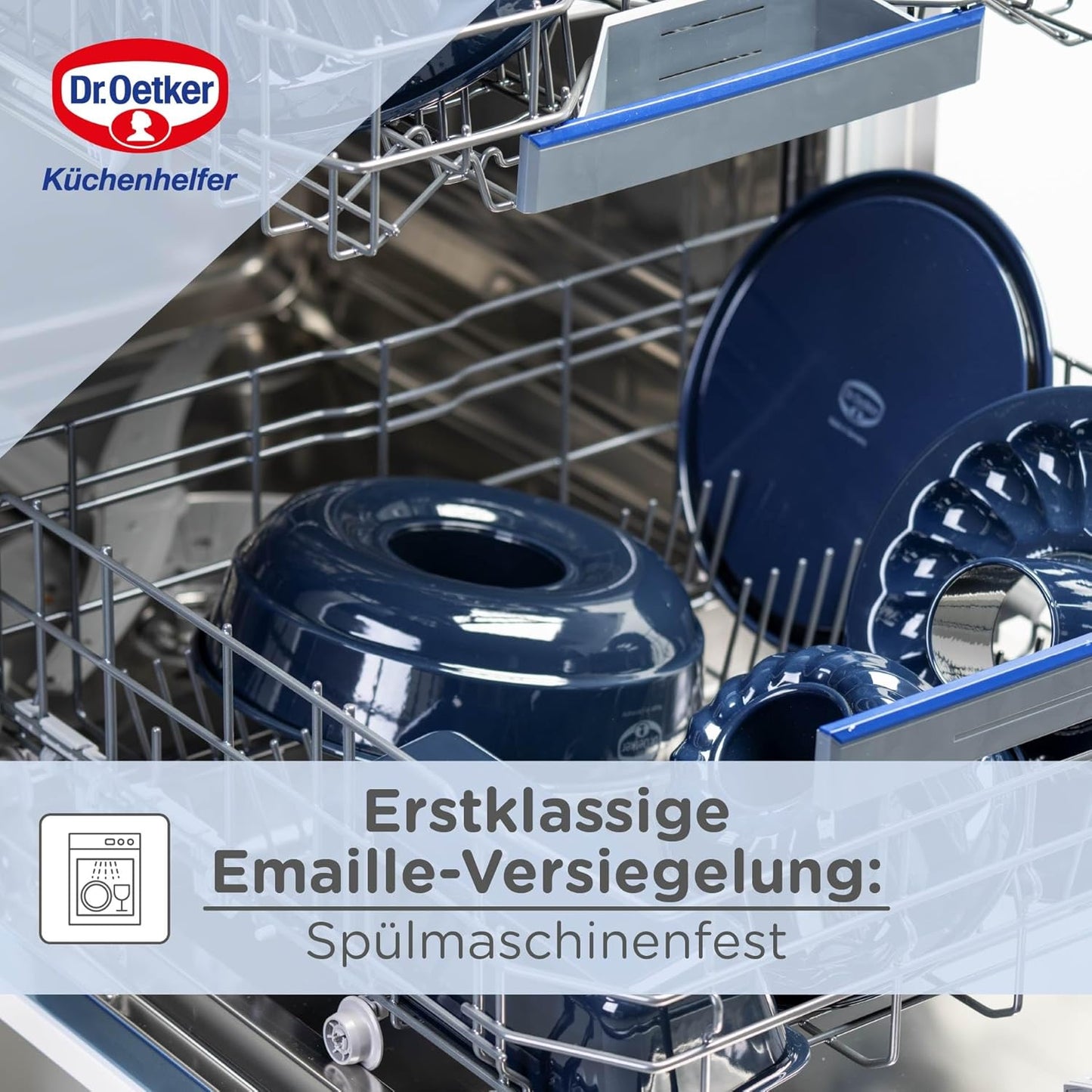 Königskuchenform aus Emaille in Blau