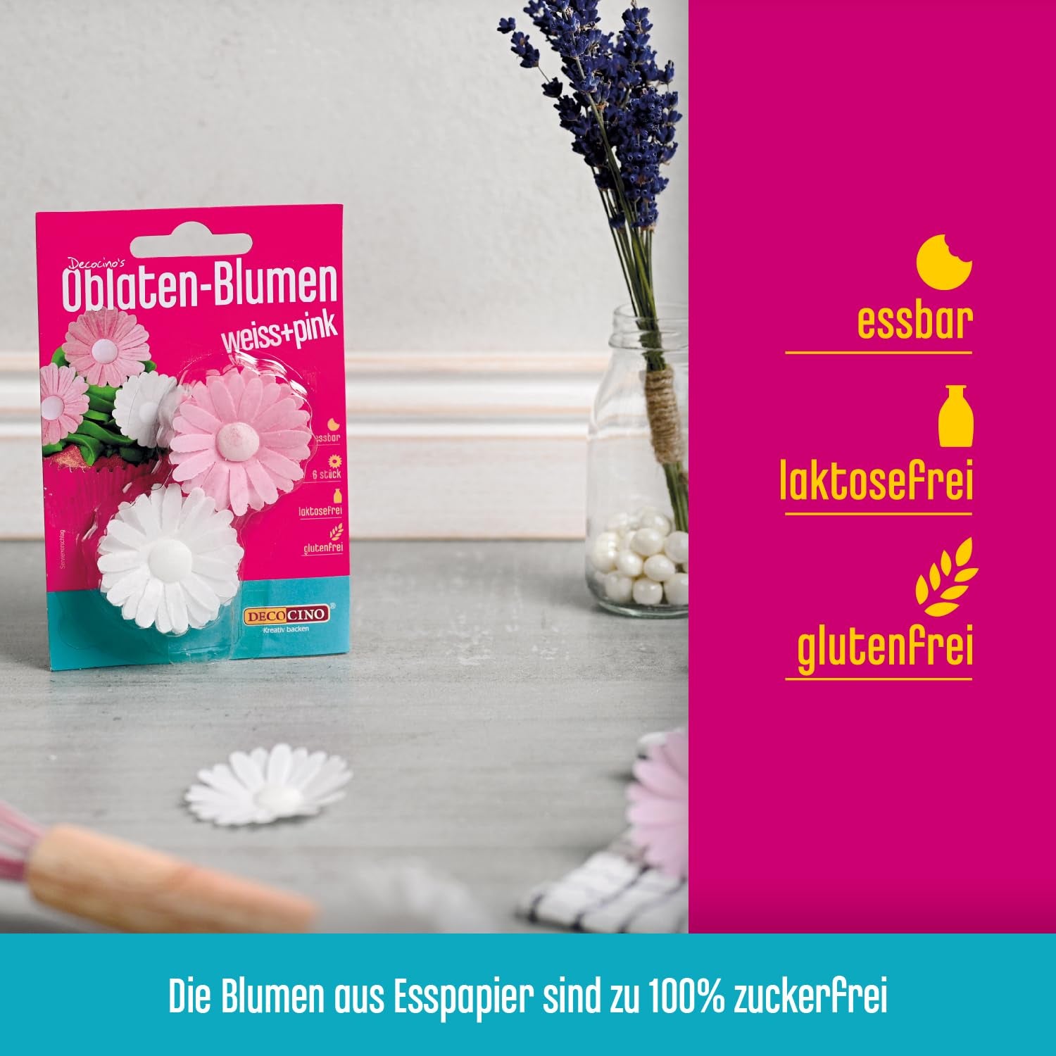 Margeriten-Oblaten in Pink & Weiß