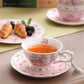 Kaffeetasse Und Untertasse, Shabby Chic, Vintage, Porzellan, Vogel Schmetterling, Flora, Geschenk-Box (Rose Pink)