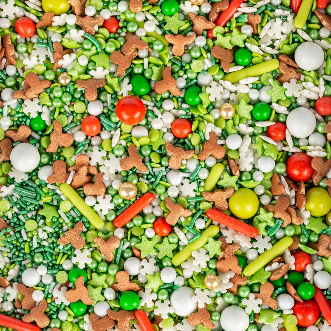 Weihnachtsstreusel in Rot, Grün und Weiß - mit süßen Elchen 