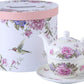 London Boutique Tea for One Teekanne Und Tasse Set Für 1 Vogel Rose Schmetterling Vintage, Keramik, Beige/Cremefarben, 15X15Cm
