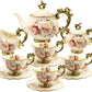 Fanquare 15 Stück Rose Blumen Englische Keramik Tee Sets, Vintage China Kaffee Set, Tee Service Für Erwachsene